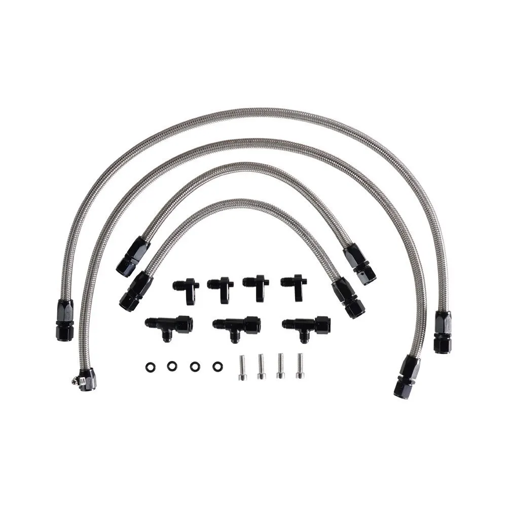 Nylon Engine Steam Ventilation Hose Coolant Cross Kit AN4 Stainless Steel Braided Hose for LS LSX LS1 LS2 LS6 LM7