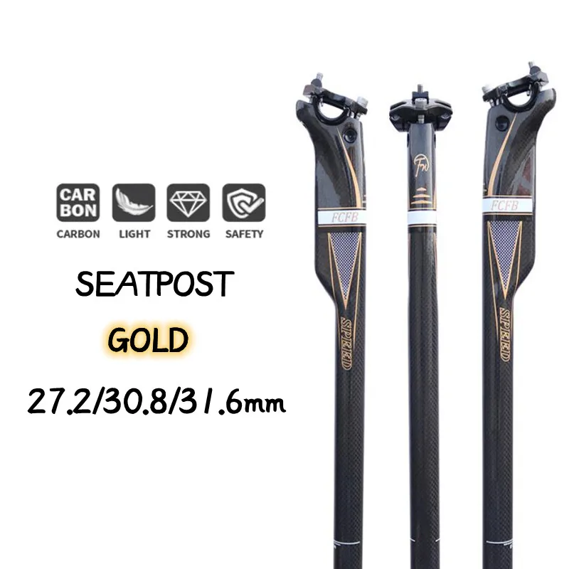 carbon seatpost FCFB gold MTB Road Bicycle Seatposts Seat tube Seat Bicycle 27.2/30.8/31.6*350/400mm 3K bicycles parts