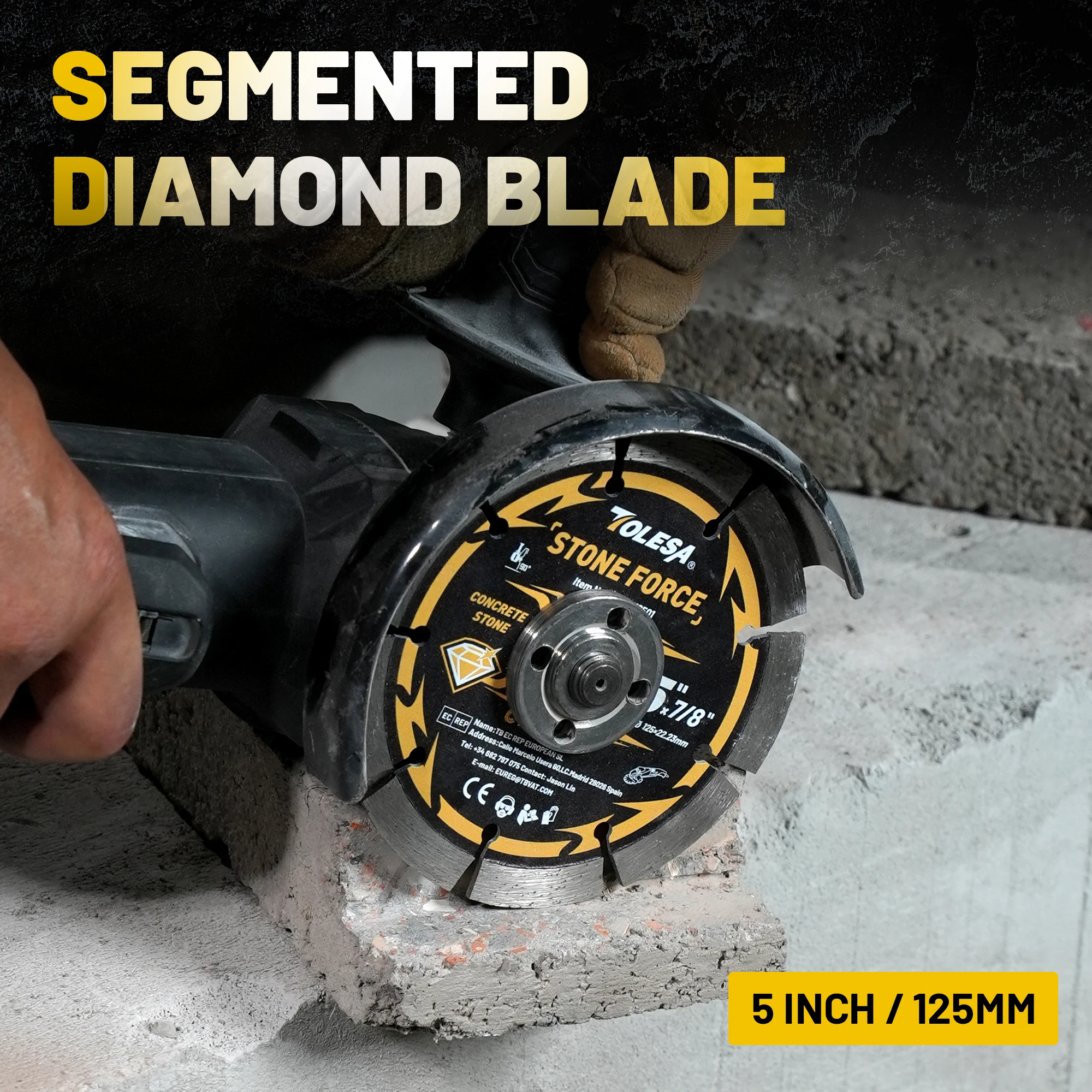 TOLESA 1PC 115mm/125mm Segmented Diamond Blade Diamond Cutting Wheel with Adapter Ring Stone Blade for Masonry, Concrete, Brick - view 5