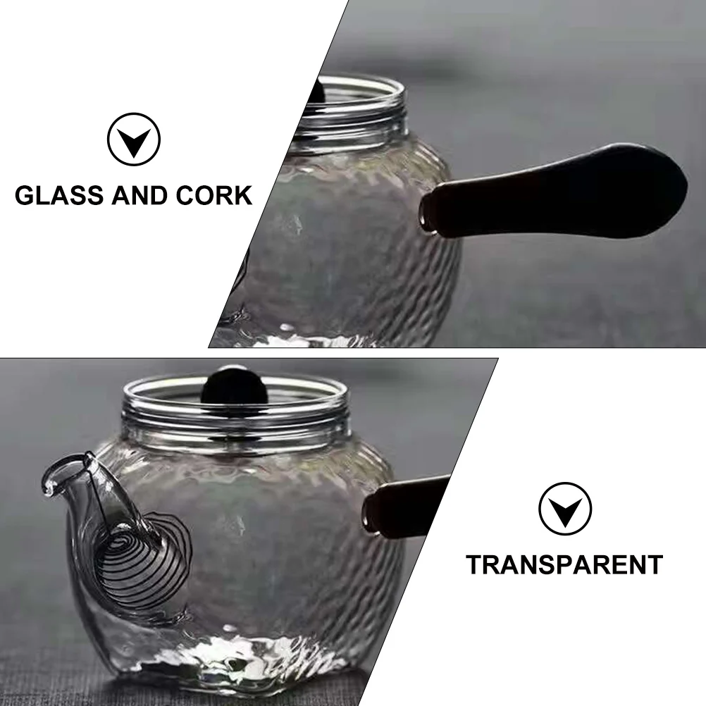

1Pcs Wood Handle Glass Tea Kettle Heat Resistant Practical Tea Pot Transparent for Home Use Heat Resistant Teaware