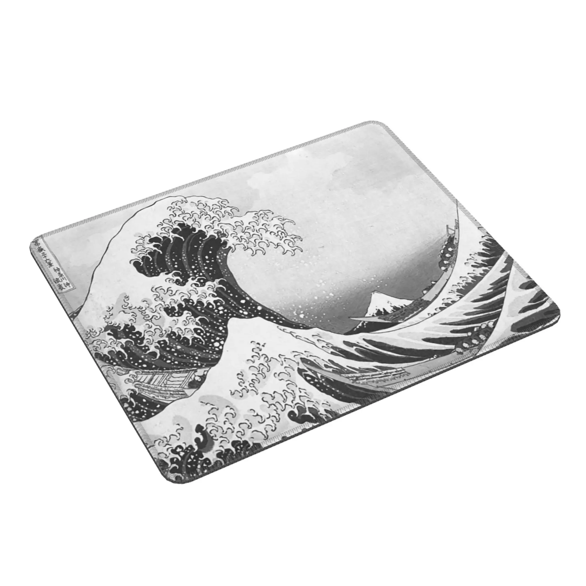Black White Japanese Waves Sea Mouse Pad Computer Keyboard Mouse Mat Gamer PC Laptop Desk Mat Office Accessories Table Mats