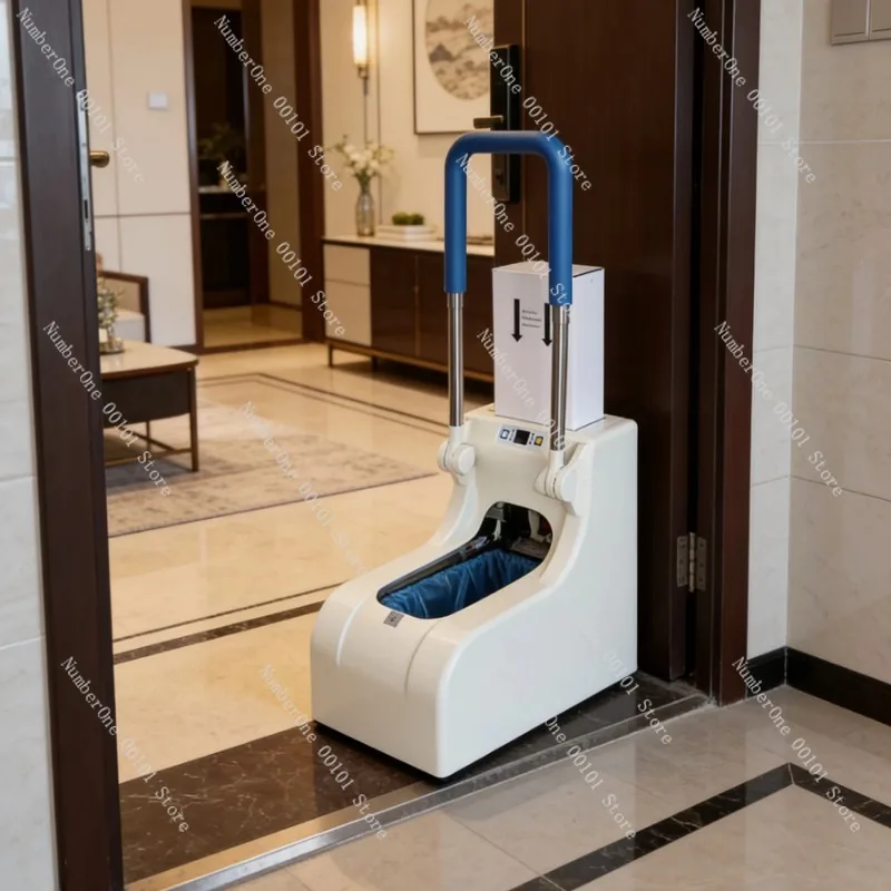 Automatic Shoe Cover Dispenser, Smart Rechargeable Plug-in Dual Power for Home Office Workshop