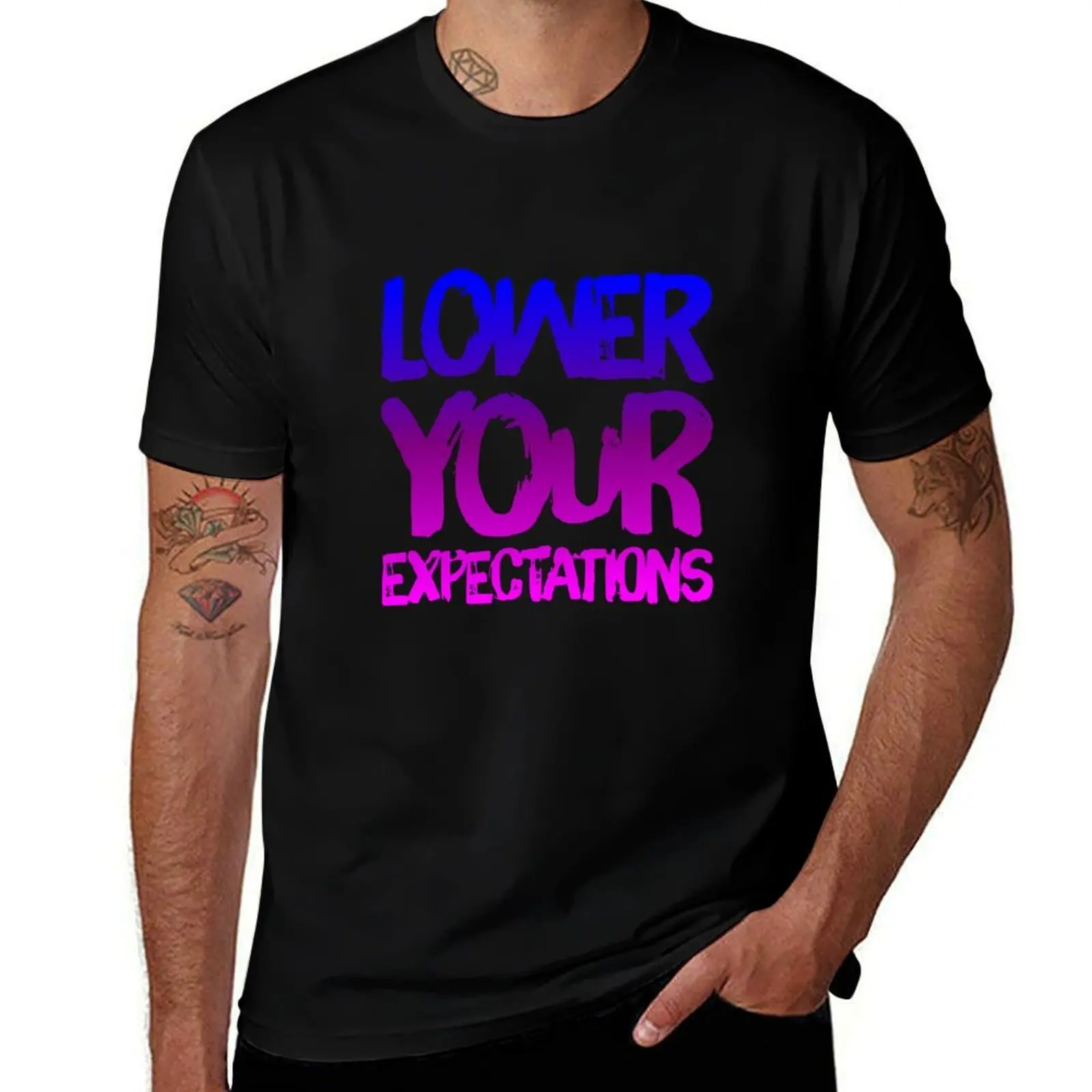 Lower Your Expectations funny colorful design T-Shirt Work Utility Casual Tee Shirt T-Shirt