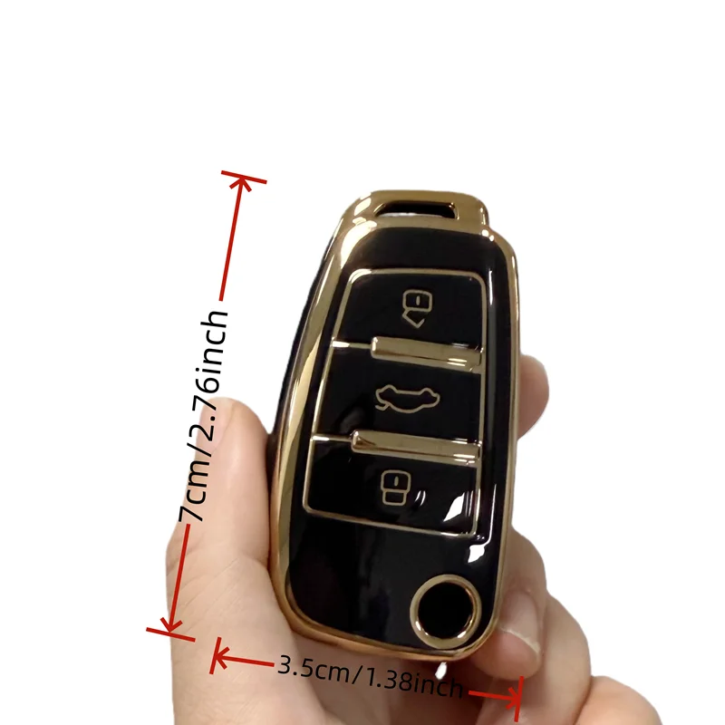 Car Key Fob Cover with Bling Keyring For Audi A1 A3 A4 A6 Q1 Q3 Q5 Q7 S3 S4 S6 R8 TT Key Shell Cover Girly