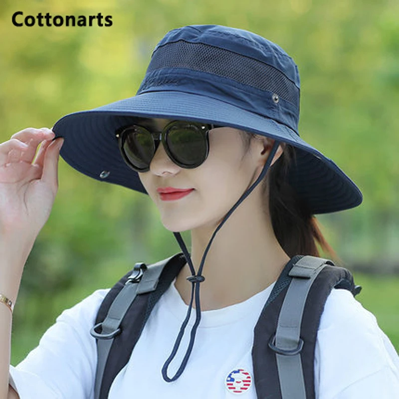 Summer UV Protection Sun Hat Unisex Breathable Mesh Fisherman Hats Travel Multifunction Portable and Foldable Big Brim Beach Cap