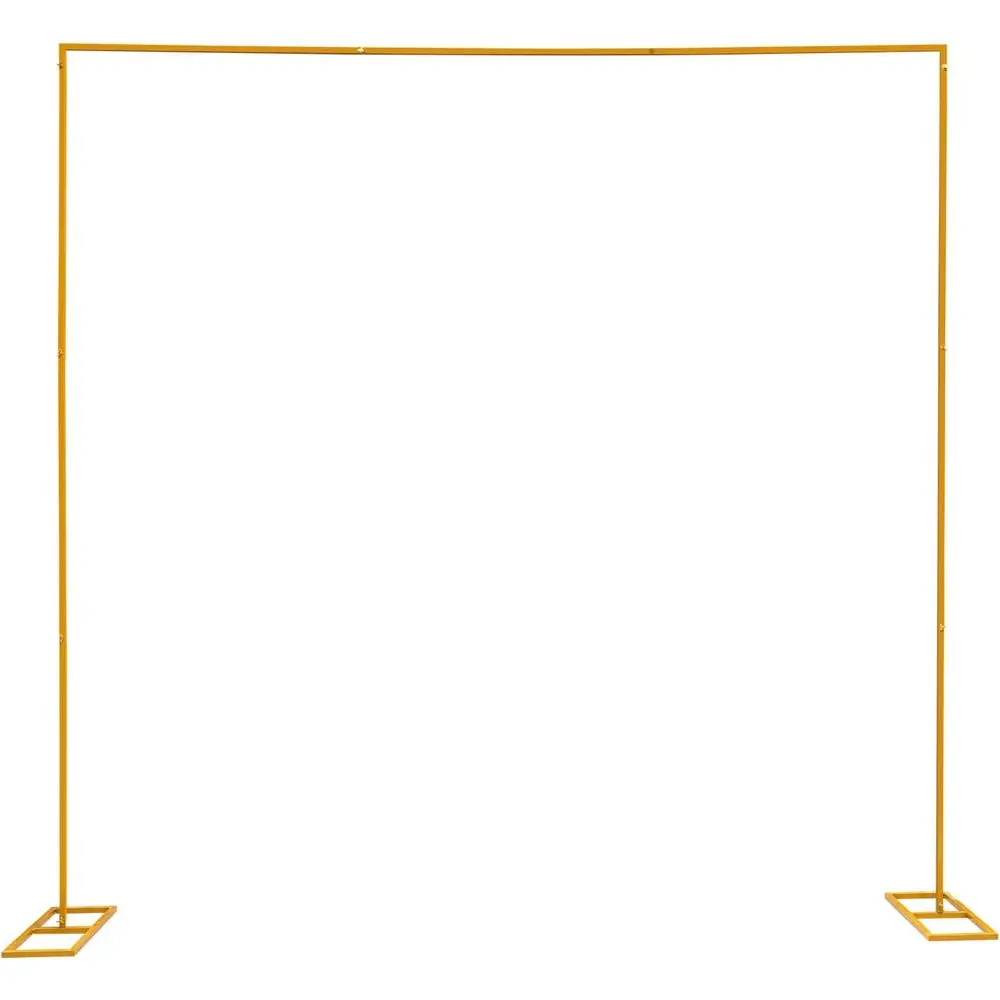 

White 6-Foot Tall Metal Arch for Outdoor Weddings and Garden Parties (Square Gold)