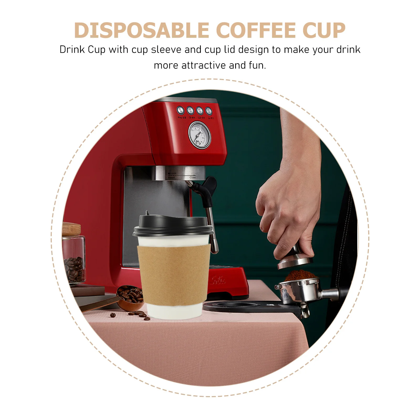 

50Sets Hot Beverage Disposable Paper Coffee Cups Thick for Milk Tea Juice Portable Drink Cups Drinking Cup Portable Cup