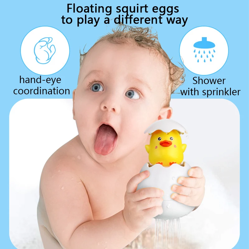 Baby Bath Toy Floating Hatching Egg Cute Duck Egg Water Spray Sprinkler Bathroom Sprinkling Shower Pool Children Kids Funny Gift