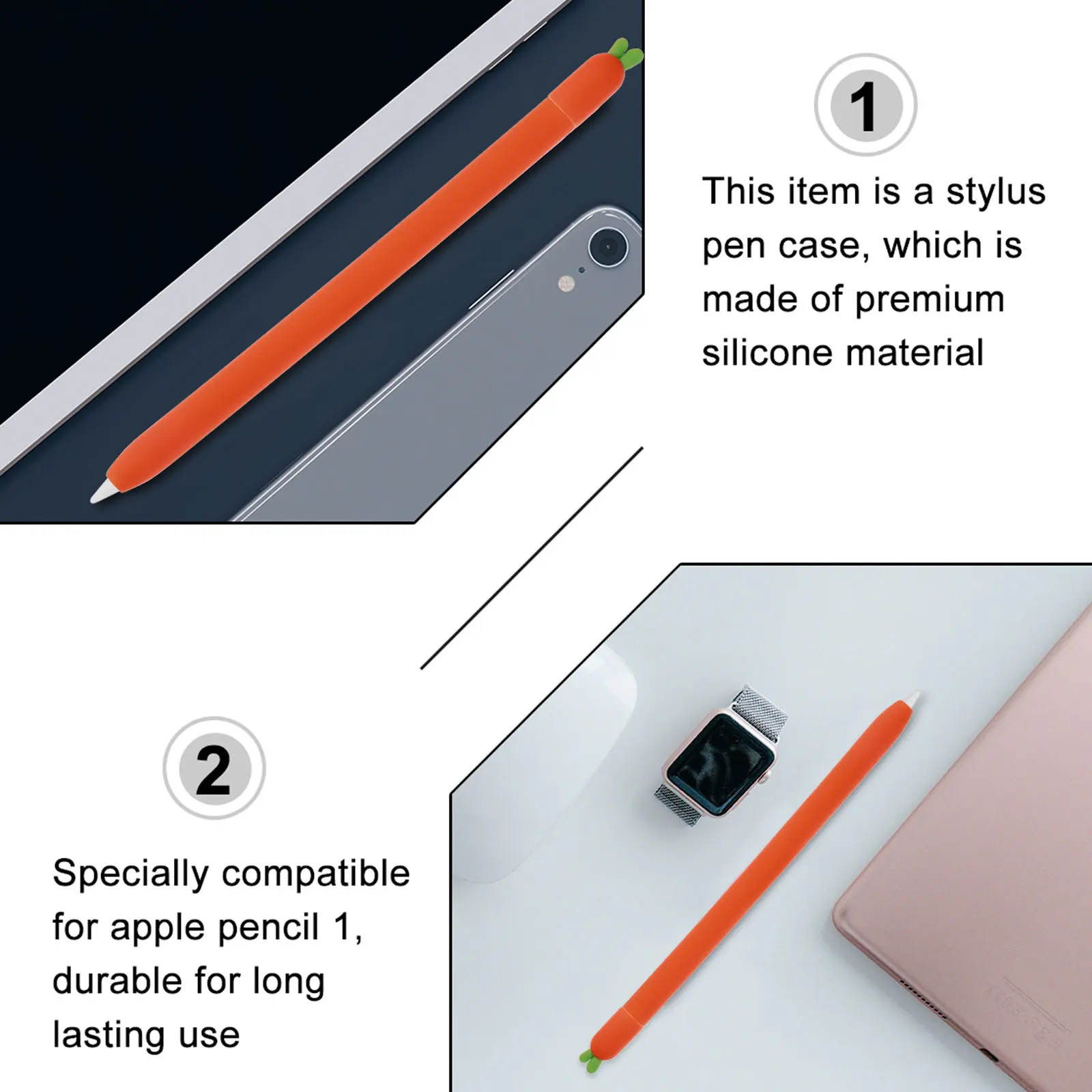 

Silicone Stylus Pen Sleeve Cartoon Touchscreen Pencil Case Anti Slip Compatible Protective Effect Easy Use Tablet Accessories