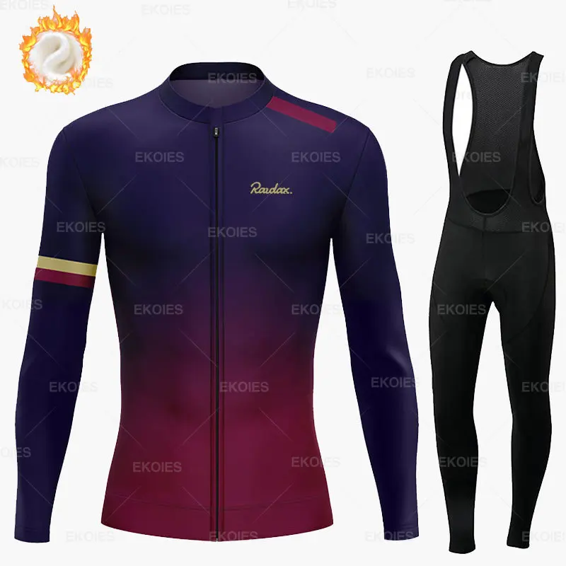 Winter Man Cycling Clothes 2023 RAUDAX Team Winter Long Sleeve Cycling Suit Thermal Fleece Cycling Jerseys Winter Cycling Jacket