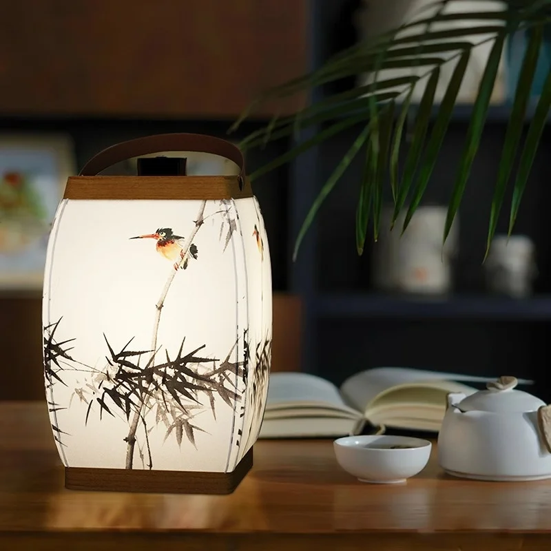  Cultural New Chinese Style Handpainted Cloth Art Night Lights Ancient Costume Tea Room Table Decor Decorative Atmosphere Lamp