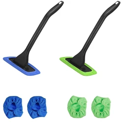 3 Pcs Car Windshield Defogging Brush Dust Removal Car Cleaning Tool Long handle Household Glass Clean Brushes Reusable Cloth Pad