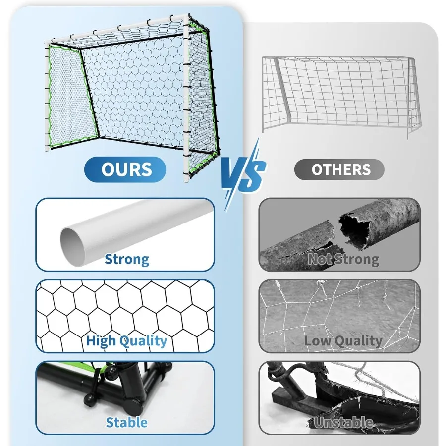 ตาข่ายประตูฟุตบอลสำหรับฝึกซ้อมในสวน อุปกรณ์ฝึกซ้อมฟุตบอลแบบพกพา อุปกรณ์ฝึกซ้อมฟุตบอล