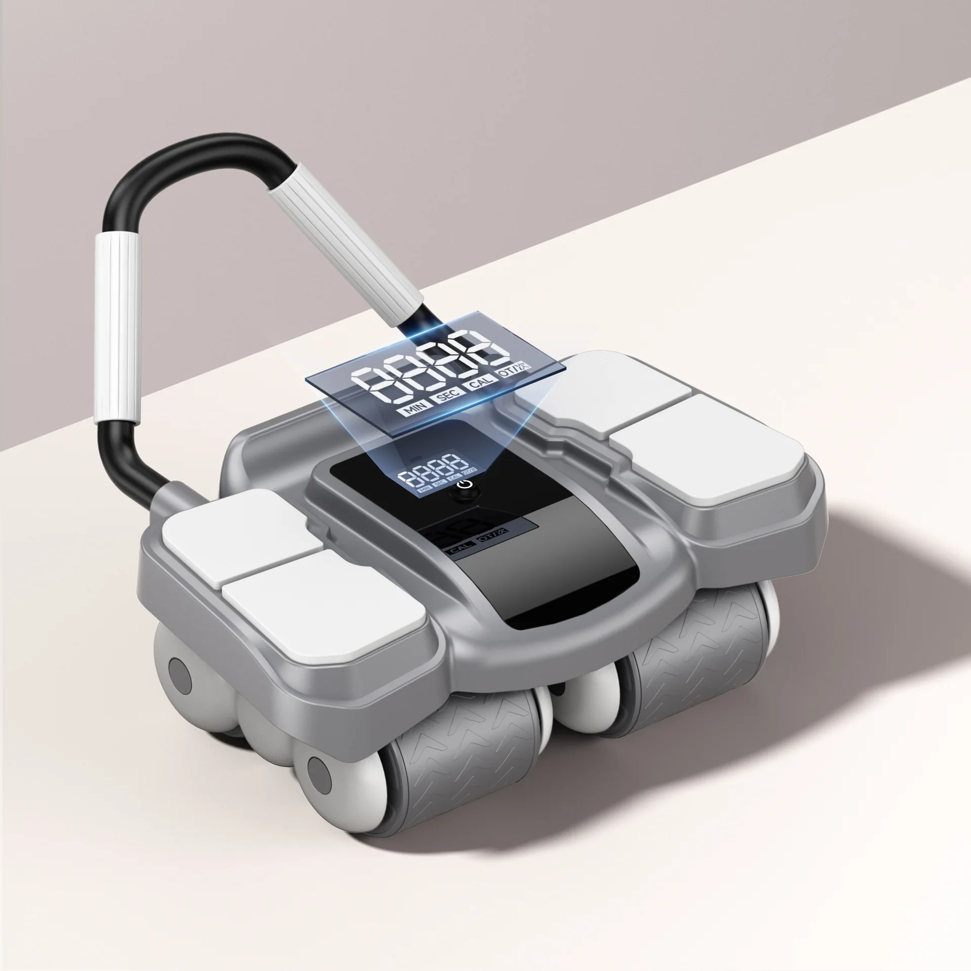 Variant: Gray and white abdominal fitness wheel-four wheels and four elbows/lcd screen