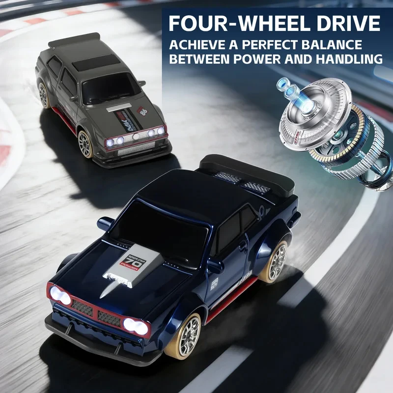 Remote Control Car New 1/64 Mini Full Scale Magnetic Charging Drift Desktop Series Pocket Car Entry Level Boy Gift Drift Racing
