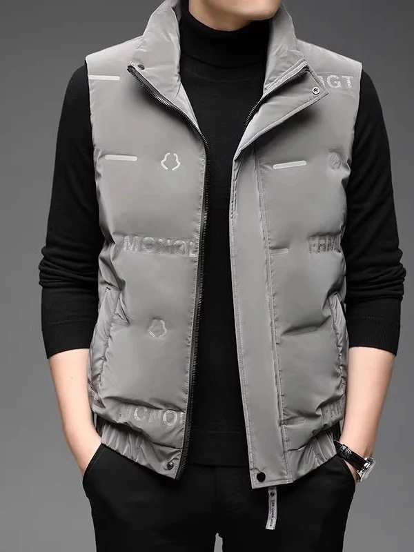

Новая мужская стеганая куртка-жилет из глянцевой ткани, легкая, теплая, повседневная, с модным дизайном, осенне-зимняя одежда