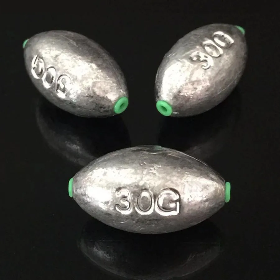 Fishing Weight Sinker 20g-200g Fishing Olive Shape Rig Sinkers Fishing Weights Split Shot Sink Fishing Tackle Accessories