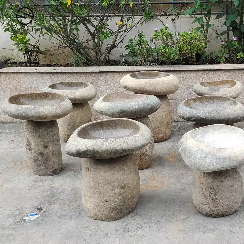 Natural Stone Bird Bath Feeder Outdoor Garden Decorative Statue for Yard Lawn Park Landscape Ornament Wholesale Supply 6