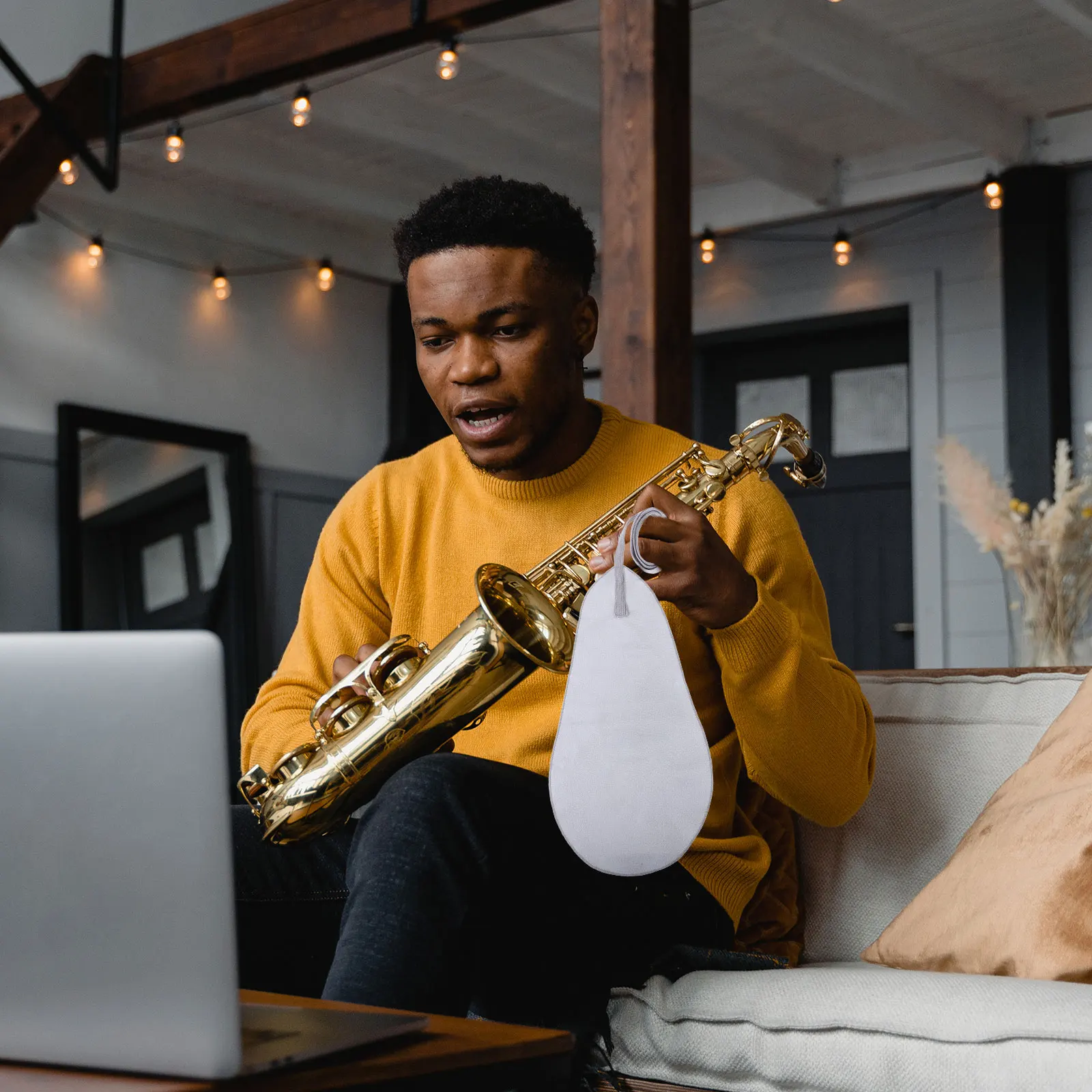 

2 Pcs Musical Instrument Cleaning Cloth Swab Suitable for Saxophone Kit Accessories Cotton Cleaner Alto