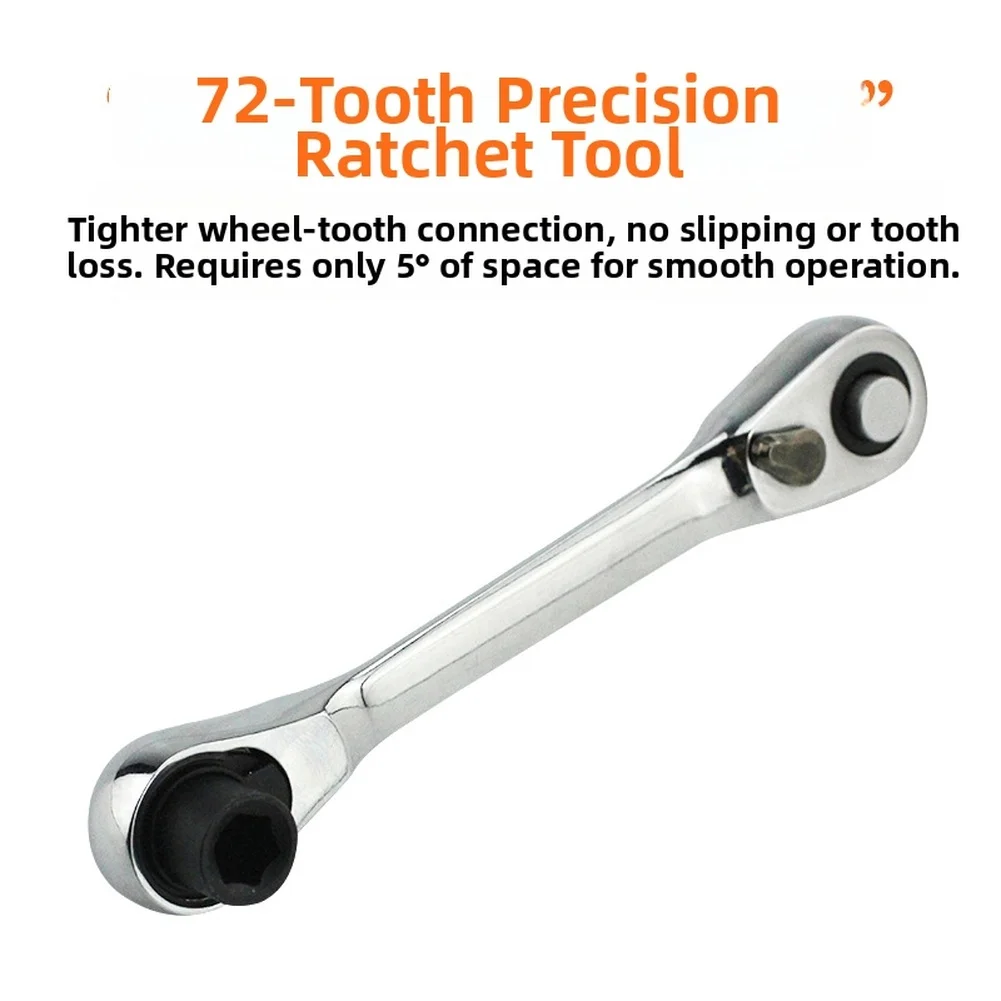 72 Tooth Ratchet Wrench 1/4 Drive Chrome Vanadium Steel Dual Direction Switch For Mini Repair Maintenance Adjustable Wrench