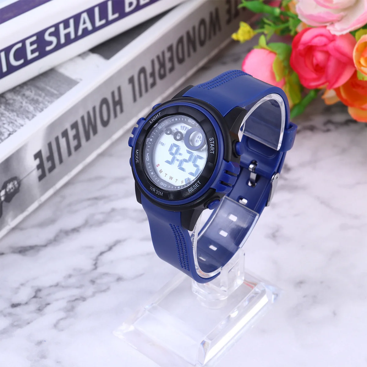 1 個防水スポーツウォッチデジタル発光屋外調節可能なバンド多機能防水時計