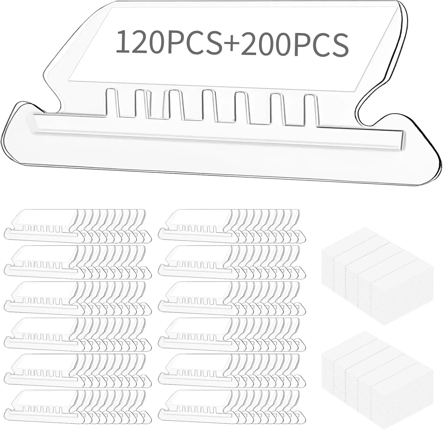 

120 Clear Hanging File Folder Tabs with 200 Paper Inserts, Adjustable for Letter/Legal Folders