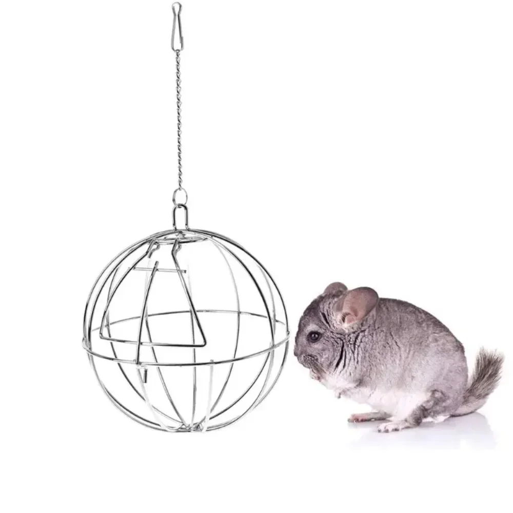 Hay Manger Food Ball Feed Dispense Stainless Steel Plating Grass Rack Ball for Rabbit Guinea Pig Pet Hamster Small Pet Supplies