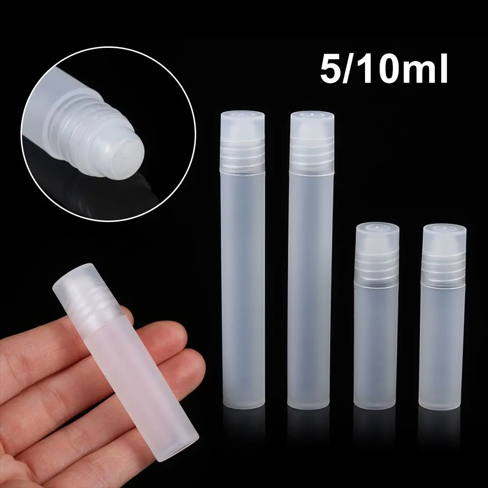 5/10ml Portable Frosted Glass Roller Rollerball Essential Oil Bottles Mist Container Travel Refillable Bottle Transparent