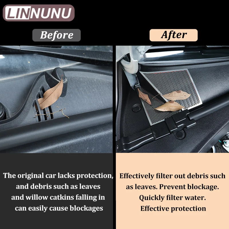 LINNUNU For Geely Atlas II Starry Boyue L Stainless Trim Car Front hood Dust proof Insect Protection Cover Trim Auto Accessories