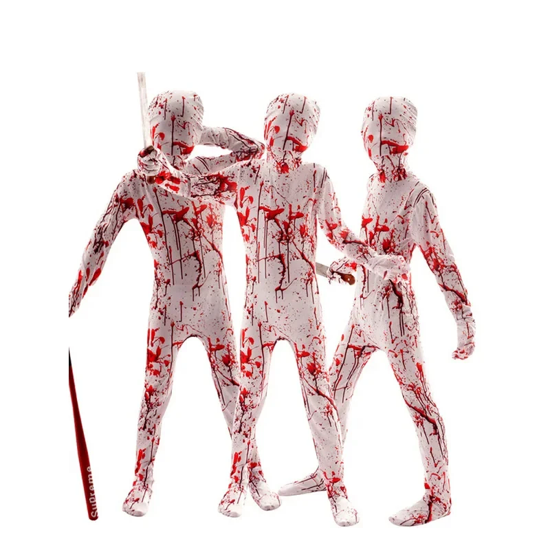 2026 Purim Halloween Costumes for Children Horror Zombies Boy Girl Skeleton Dress up Fantasy Clipart Jumpsuit Kids Monster UX10F