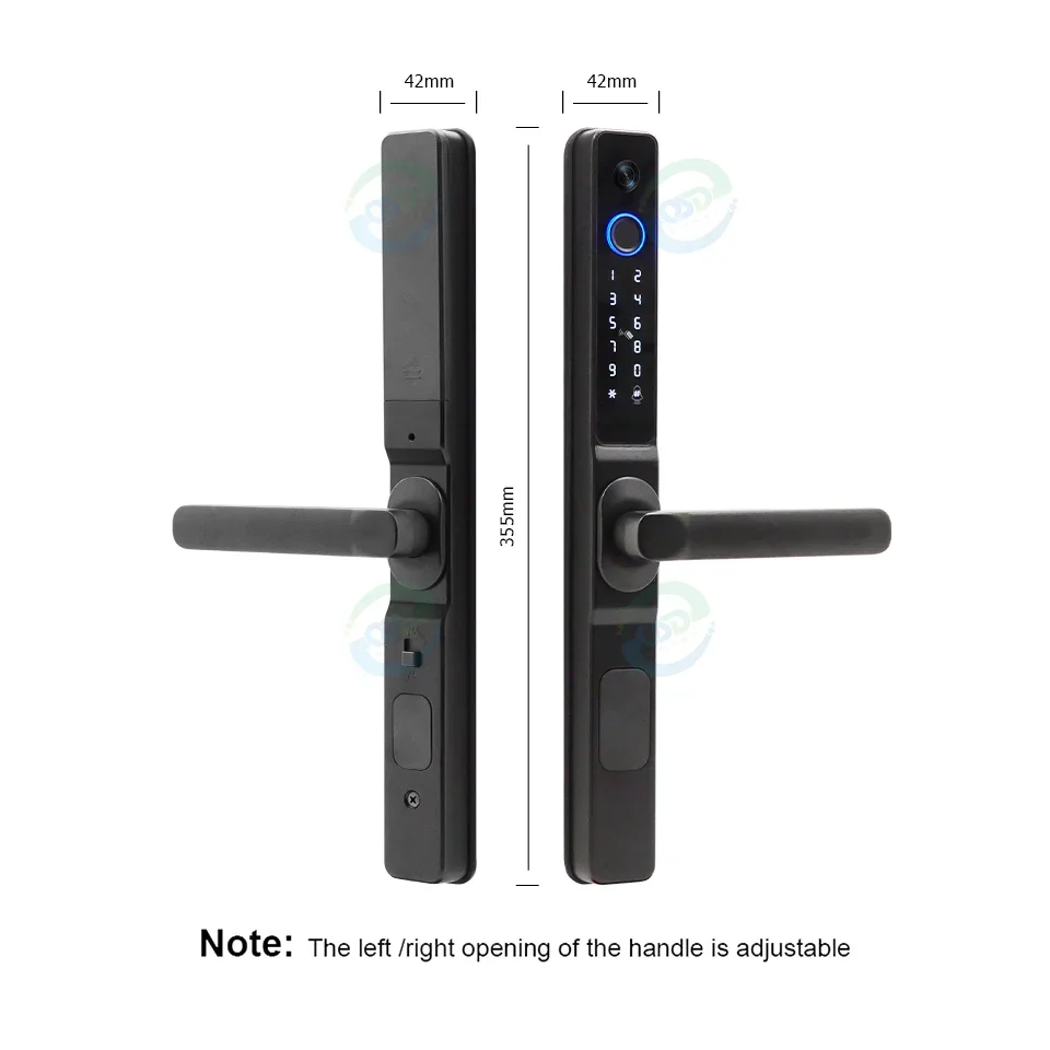 Intelligenter digitaler Viewer Tuya APP WiFi Türschloss Aluminium Schiebesicherheit Fingerabdruckgriff Smart Lock mit Kamera