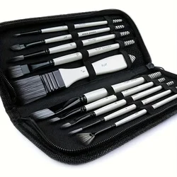 10pcs Artist Paint Brush Set with Carrying Case for Watercolor Acrylic Gouache Oil and Tempera Face Painting