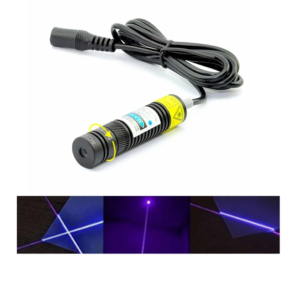 Adjustable 405nm 300mW Laser Diode Module Lighting Dot/Line/Cross Head With Lock Ring 16x68mm