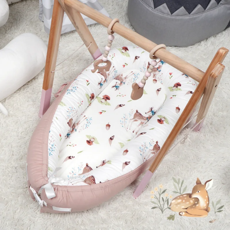 Crib Bed Dark and Dirt-resistant Soft Portable Newborn Travel Bed Simulated Uterine Bedding Pure Cotton Bed Circumference Bumper