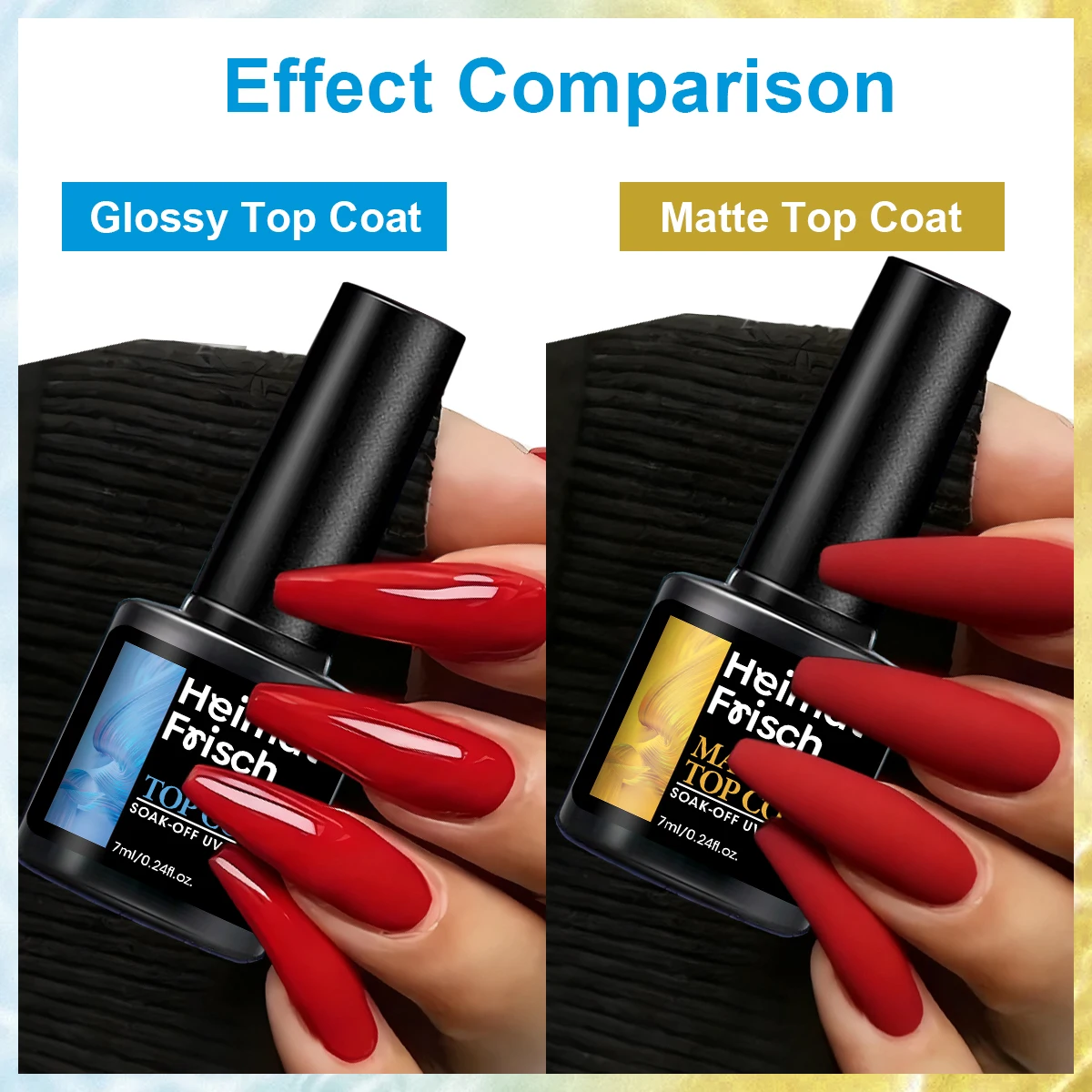 ハイマート フリッシュ 1/3 ボトル ベースジェル + トップジェル + マットトップジェル – 多機能ジェルネイルポリッシュ（ベースコートとトップコートを1つずつ付属）