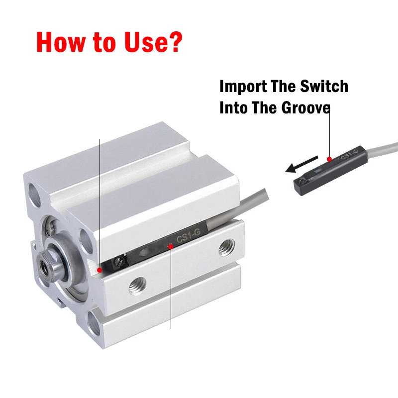 2pcs CS1-G Red LED Pneumatic Cylinder Magnetic Sensor Reed Switch ,DC AC 5V - 240V