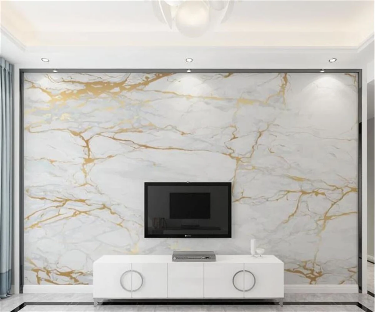 

Customized 3D imitation marble wallpaper Northern European light luxury style living room sofa TV background wall mural