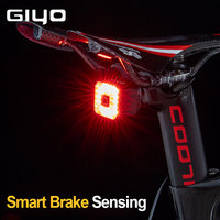GIYO Smart Auto Bicycle Brake Light Tail Rear Sensing Light USB Cycling Light Bike Lamp Stop LED Back Rechargeable Waterproof