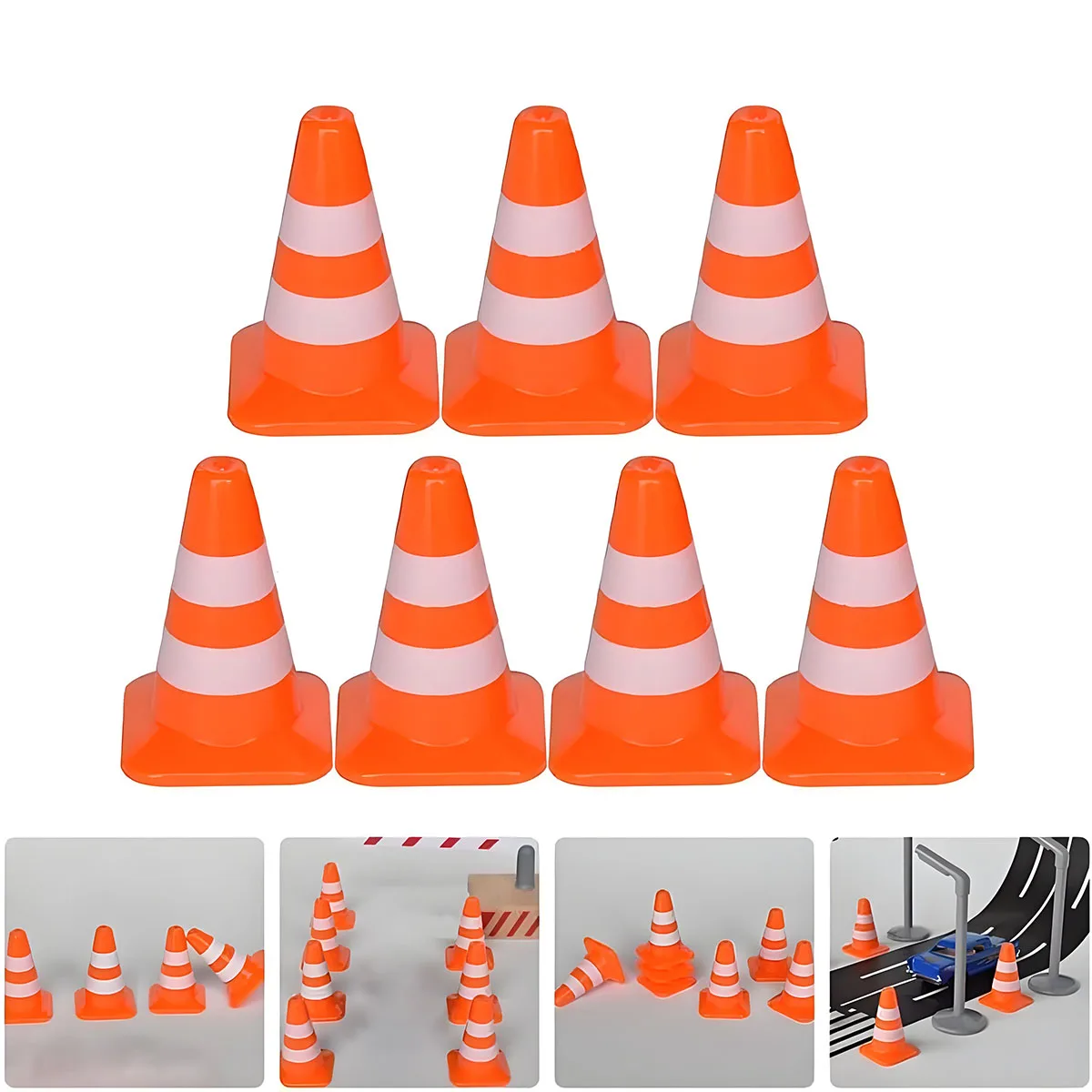 20pcs Mini Traffic Cones Miniature Traffic Cones Mini Traffic Signs Barricades Signs Traffic Scene Roadblock Construction