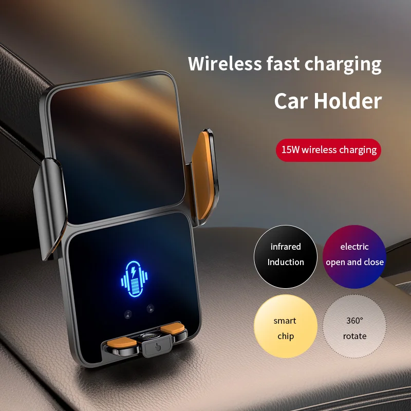 

BK13S 15W Mag 3X Fast Wireless Car Charger – IR Auto Clamp, 360° Rot, High-Capacity Battery for iPhone 12-17 & Android