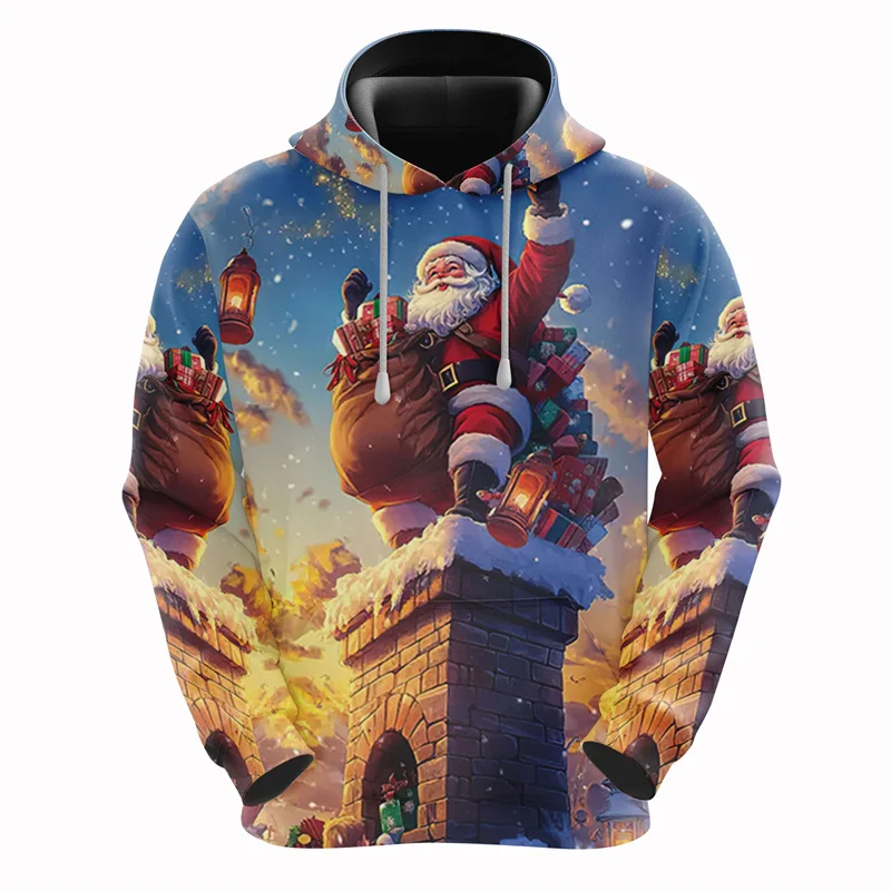 2025 Christmas Hoodies Santa Claus 3D Print Men Women New Hooded Sweatshirts Casual Unisex Hoody Pullover Kids Tops Clothing