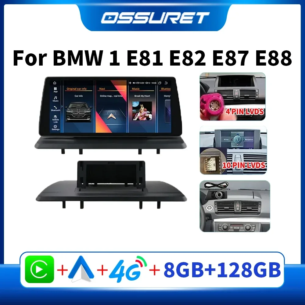 

7862 8core Android 12 Wireless Carplay Touch Screen for BMW 1 E81 E82 E87 E88 2006 -2012 Car Radio GPS Navigation WIFI 4G LTE