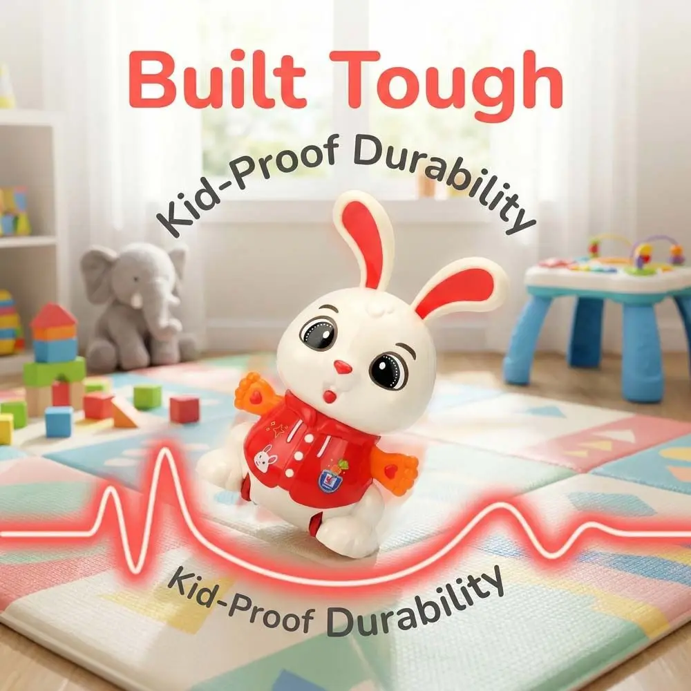 

360° Rotation Bunny Electric Toy Light Effects Colorful Sound Electric Dancing Bunny Cute Design Movable Kids Electric Bunny Toy