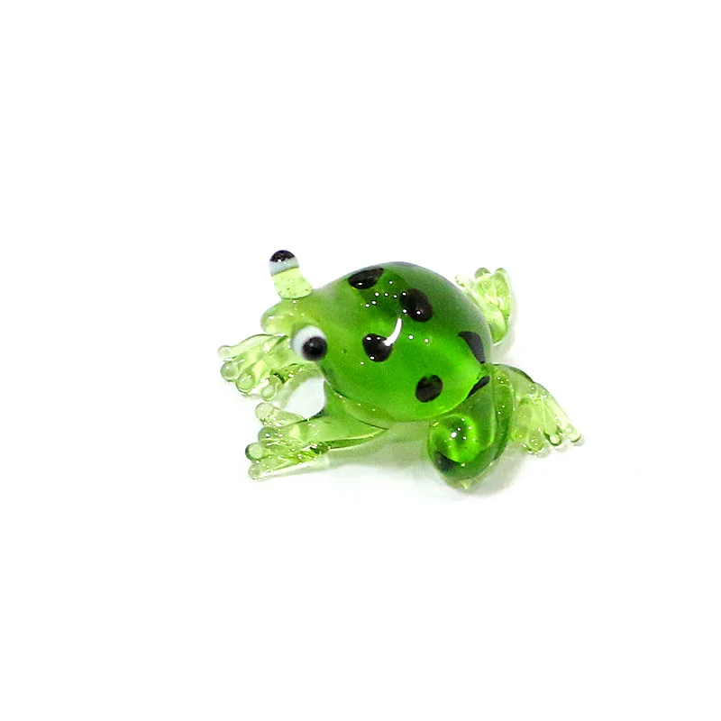 2 Stück Bunte Mini-Glas-Tierfiguren Niedliche Frosch-Miniatur-Statuen Ornamente für Zuhause Tischdekoration Feengarten Bonsai Deko-Zubehör – Detail 16