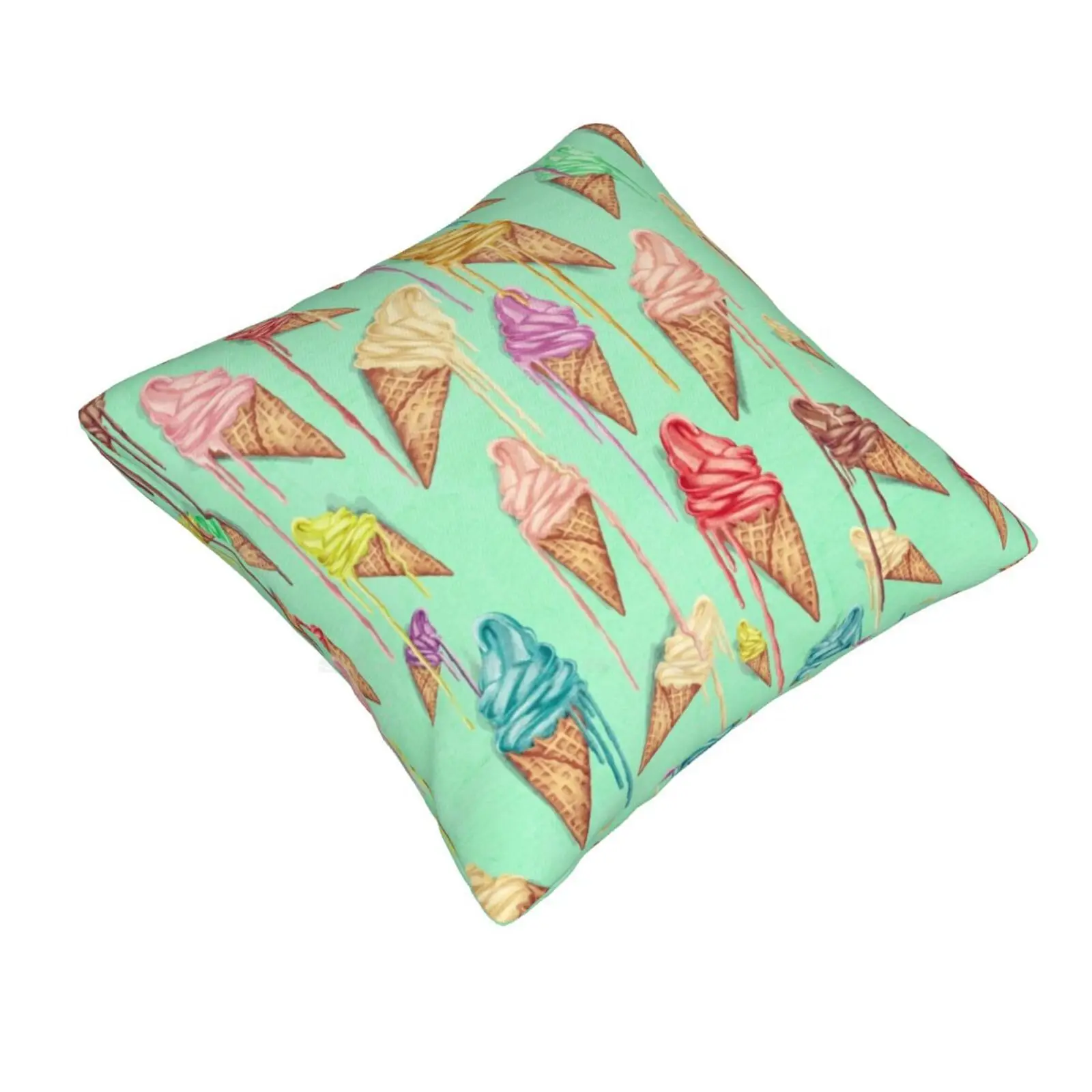 Melted Ice Creams Pillows Case Bedroom Home Decoration Melted Icecream Ice Cream Vintage Retro Vanilla Summer