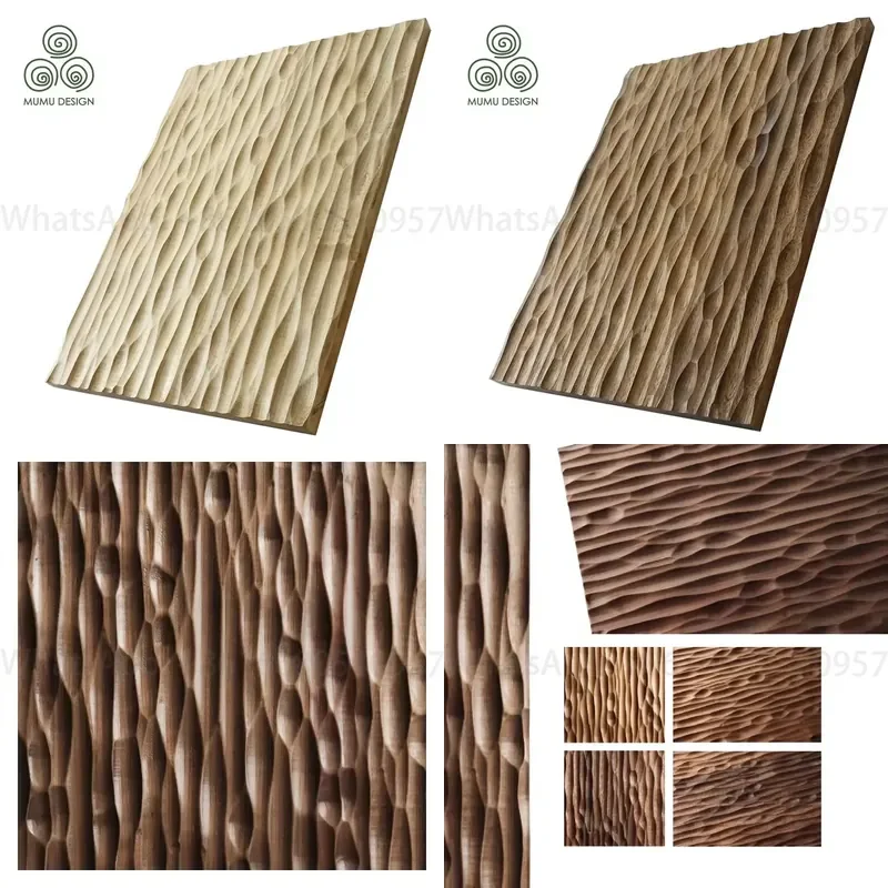 MUMU Factory Design Outdoor Ceil Decor Fluted Wood 3D Interior Decorativos Wooden Ceiling Wall Panels
