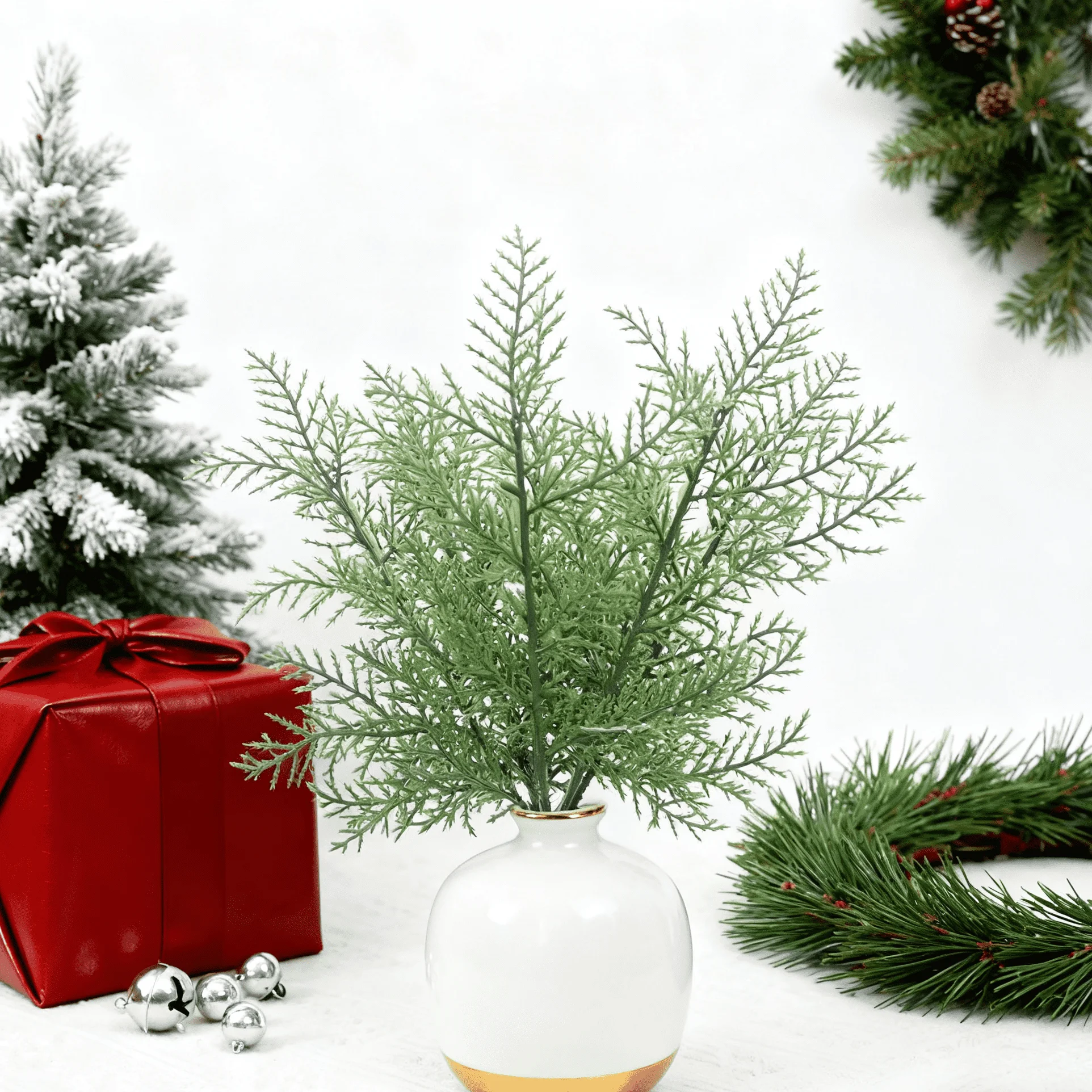 30/60pcs Artificial Plants Plastic Pine Vine Christmas Tree Needle Party Home Room Decora Outdoor Yard Accessory Diy Box Table