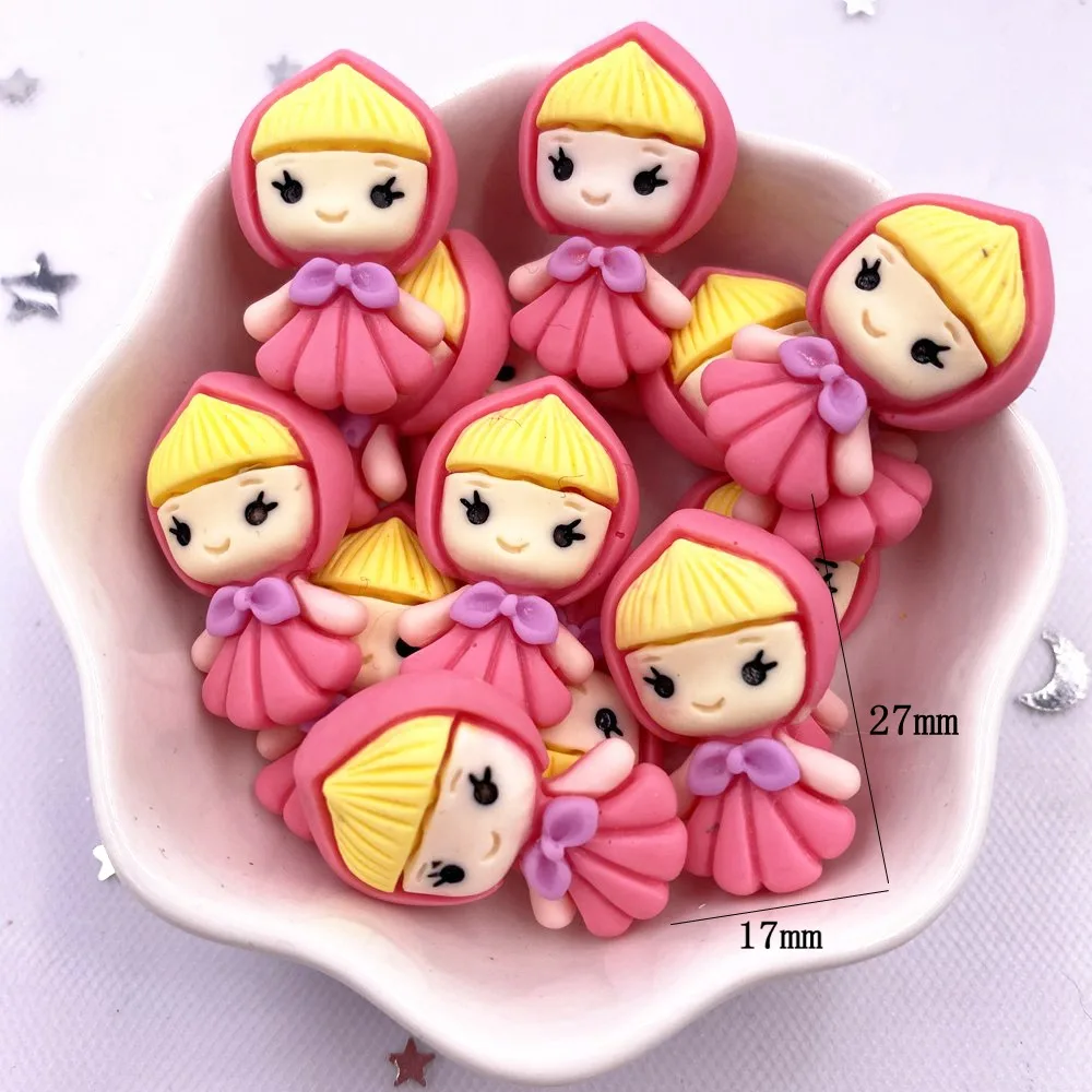 Colorful Hand painted Resin Big Girl Princess Anime Flatback Cabochon 10pcs Scrapbook Craft DIY Accessory Decor Figurine Crafts