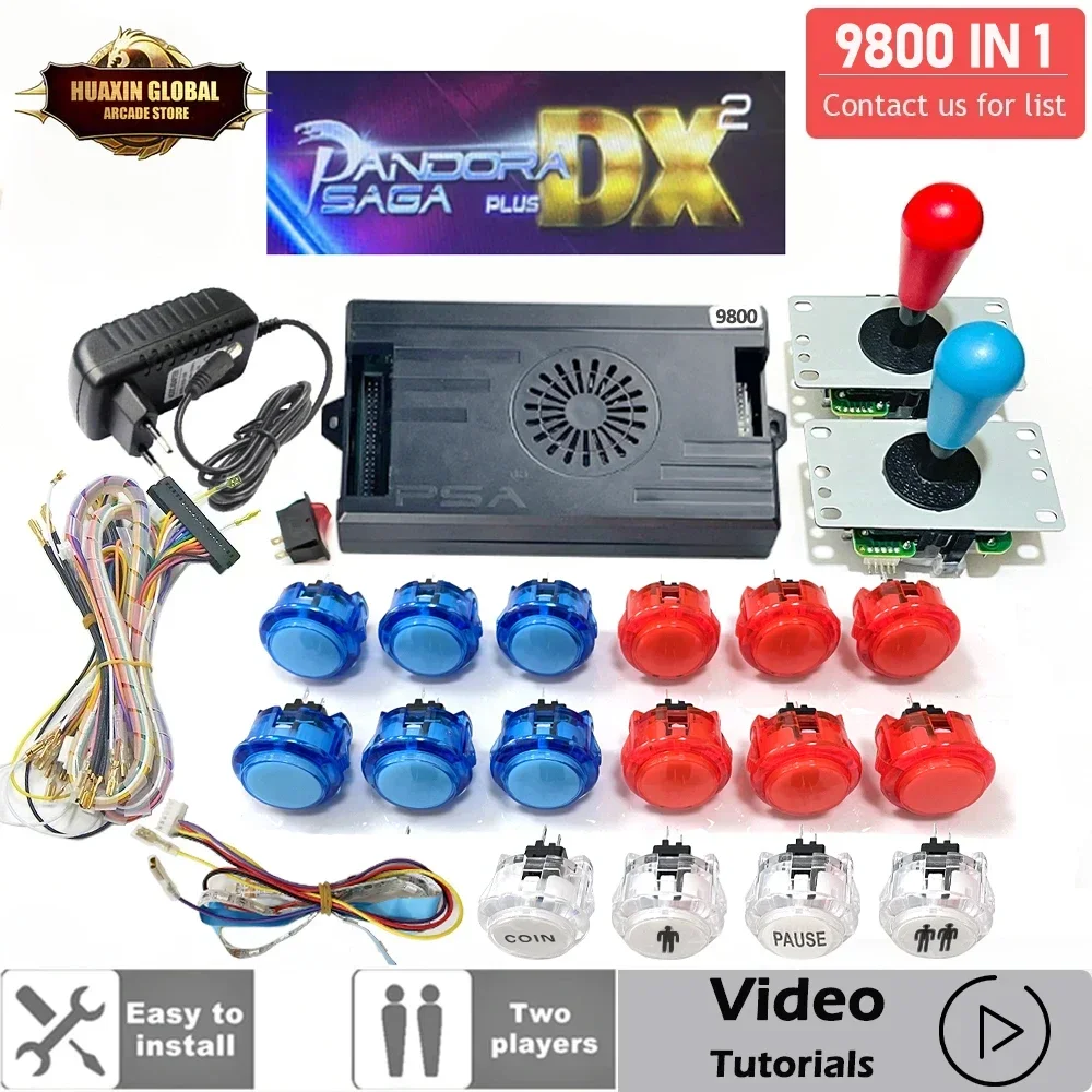 

9800 in 1 Pandora Saga Box DX DIY 8 Way Joystick Copy Sanwa OBSC-30 LED Button 3D game Fight Arcade Game Console Cabinet Bartop