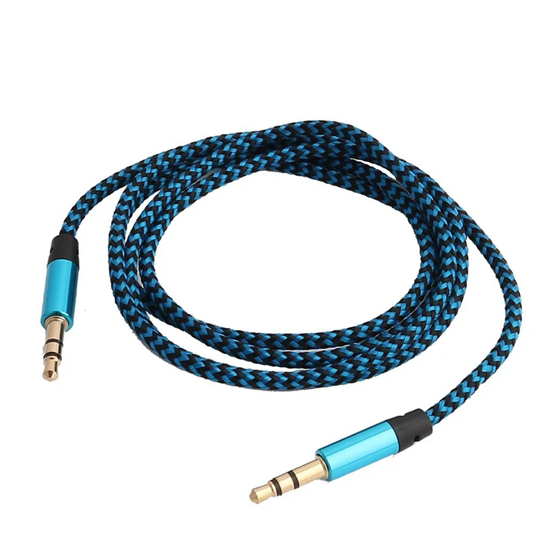 Car Aux Cord 1m Nylon Jack Audio Cable 3.5 Mm To 3.5mm Aux Cable Male To Male Cloth Audio Aux Cable Gold Plug For Speaker